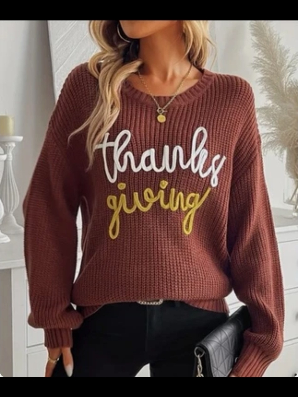 Thanksgiving Womens Knit Sweater Size XL